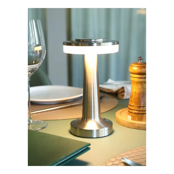 Lampara Veladora De Mesa Led Regulable Táctil Inalámbrica Luz Calida color Gris