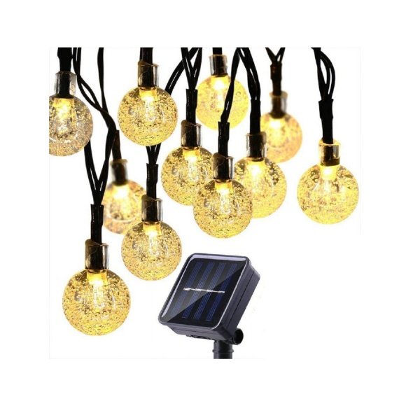 Guirnalda Bolitas Solar 50 Luces Multicolor 5m Cable Negro