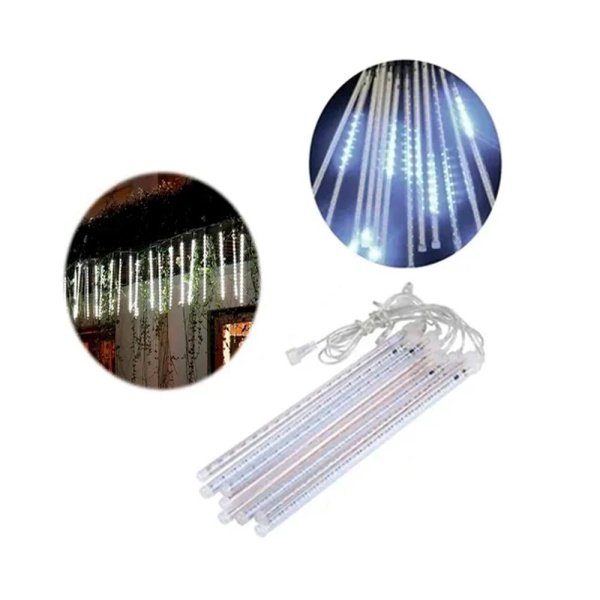Guirnalda Guia Meteoros 30cm Luces Led Decoración Navidad Luz Blanco Frio