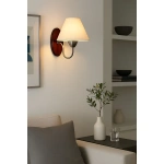 Aplique De Pared Base Madera Pantalla Tela Moderno