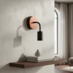 Aplique De Hierro Con Detalle De Madera Minimalista Negro