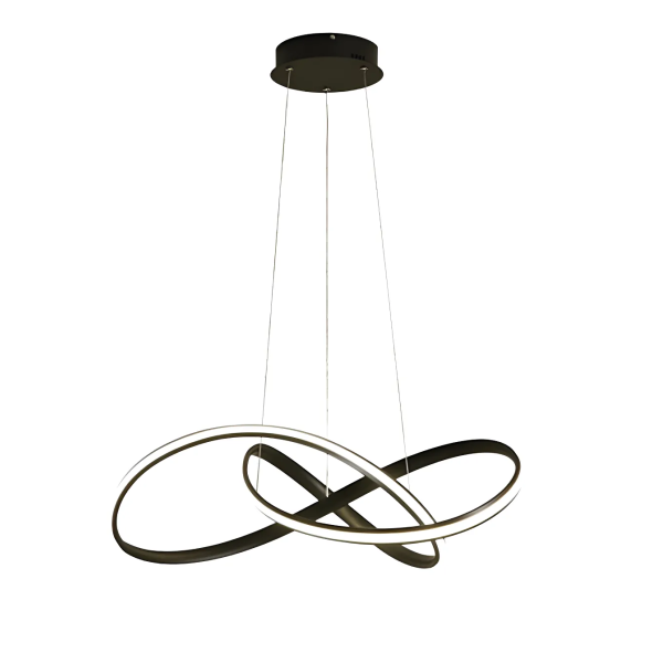 Lámpara Colgante De Techo Negro Led Luminaria Dimmer Y Control Marron