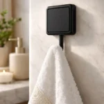 Gancho Perchero Adhesivo Pared Baño Cocina Acero Negro