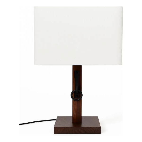 Lampara Portátil Veladora Mesa Luz Hierro Madera C/ Pantalla