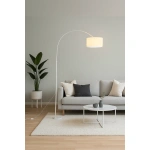 Lámpara De Pie Curva Pantalla Tela Base De Mármol Regulable