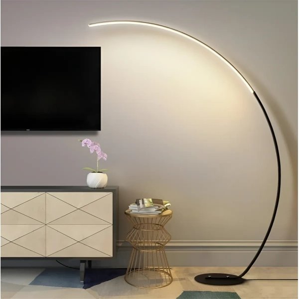 Lámpara De Pie Led Cálida Fría Neutra Curva Moderna