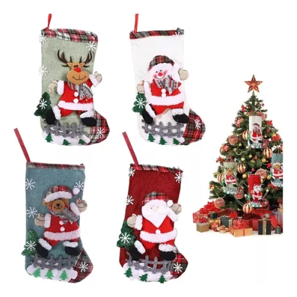 Calcetin Navideño Motivos Variados Adorno Decorativo