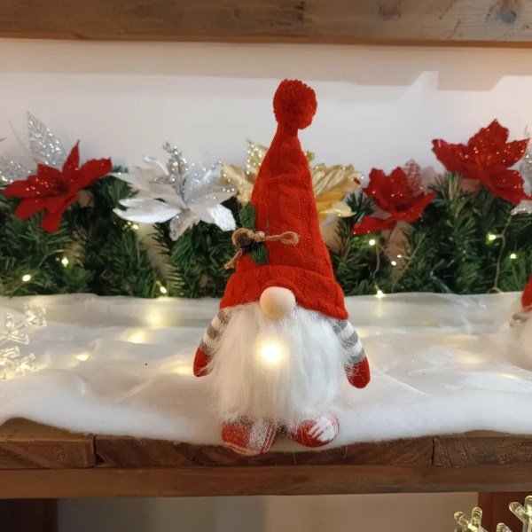 Adorno Navideño Gnomo Decorativo Con Luz 30cm Muñeco Navidad