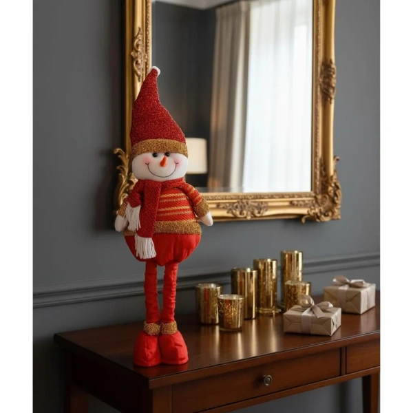 Muñeco Navidad Grande 65cm Navideños Pata Larga Extensibles Muñeco de nieve rojo