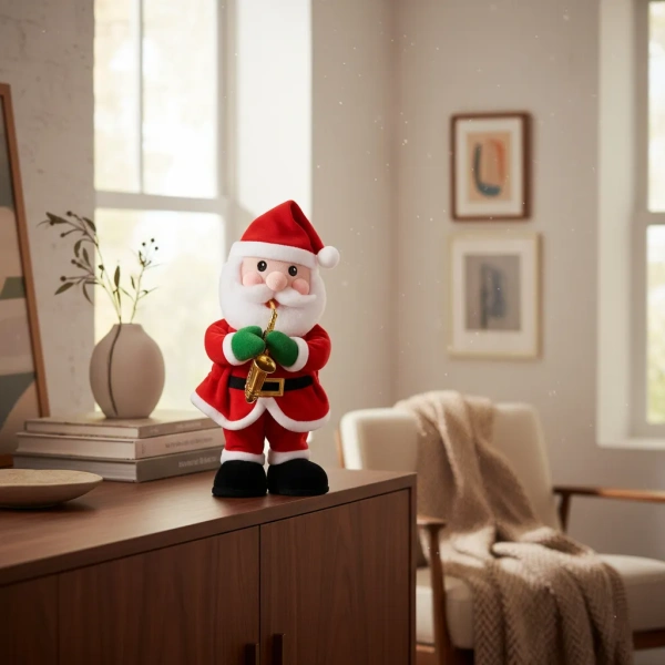 Adorno Muñeco Papa Noel 40 Cm Navidad  Con Luces Música Y Movimiento