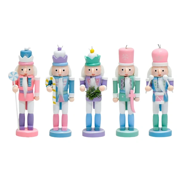 Adorno Navideño 5 Soldados Cascanueces Madera 12.5cm Navidad