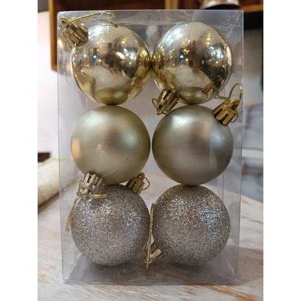 Set 12 Esferas Navideñas 6cm Chirimbolo Adornos Champagne