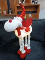 Reno Navideño 50 Cm Pata Extensible Muñeco Navidad Con Luz Rojo - Imagen 2