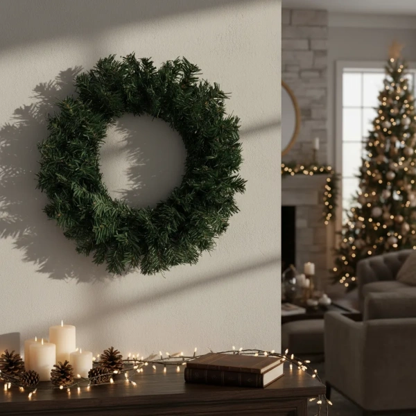 Corona 40cm De Pino Decor Navideña Puerta Chirimbolo Navidad