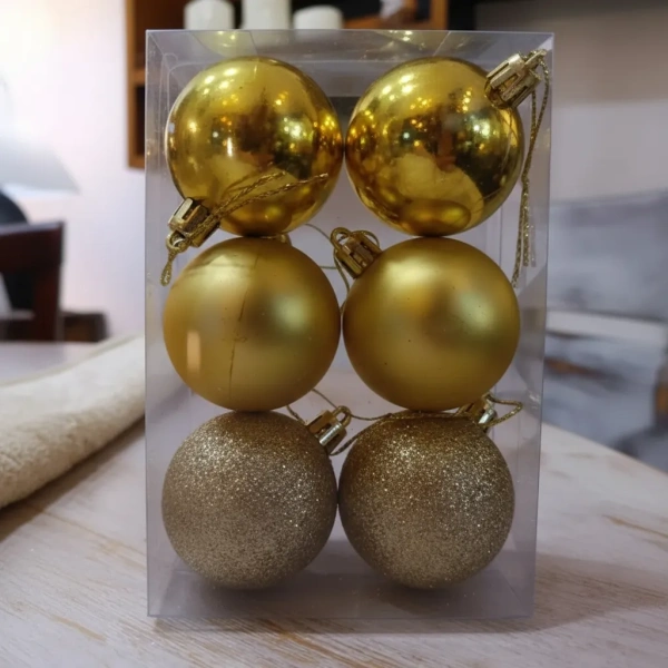 Set 12 Esferas Navideñas 6cm Chirimbolo Adornos Dorado