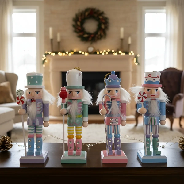 Adorno Navideño 4 Soldados Cascanueces Madera 13cm Navidad