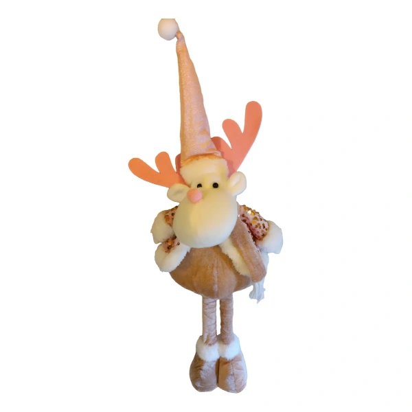 Muñeco Navidad Grande 65cm Navideños Pata Larga Extensible Reno Rosa