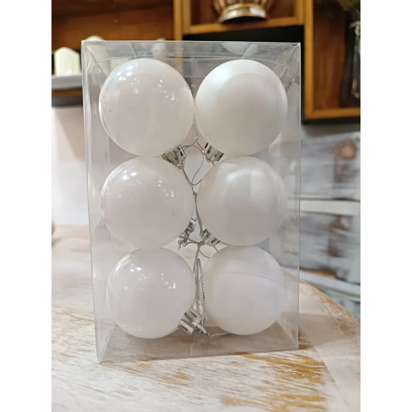 Set 12 Esferas Navideñas 6cm Chirimbolo Adornos Blanco