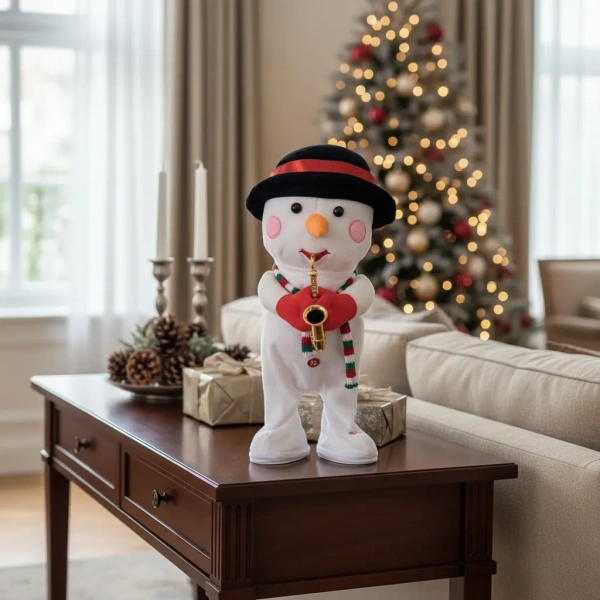 Adorno Muñeco De Nieve 40 Cm Navidad  Con Luces Música Y Movimiento