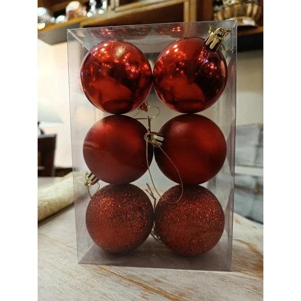 Set 12 Esferas Navideñas 6cm Chirimbolo Adornos Rojo