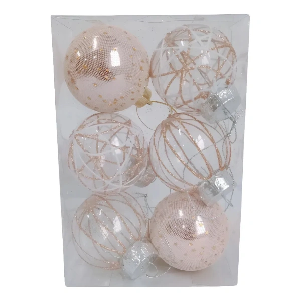 Set 6 Chirimbolos Bolas Navideñas 6cm Decorada Arbol Navidad