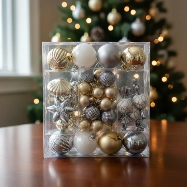 Set 36 Piezas Chirimbolos Esferas Navideñas Arbol De Navidad Combinado Con Plateado