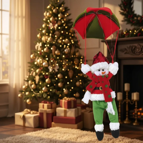 Pack 2 Adorno De Navidad De Muñeco Nieve Navideño Paracaídas