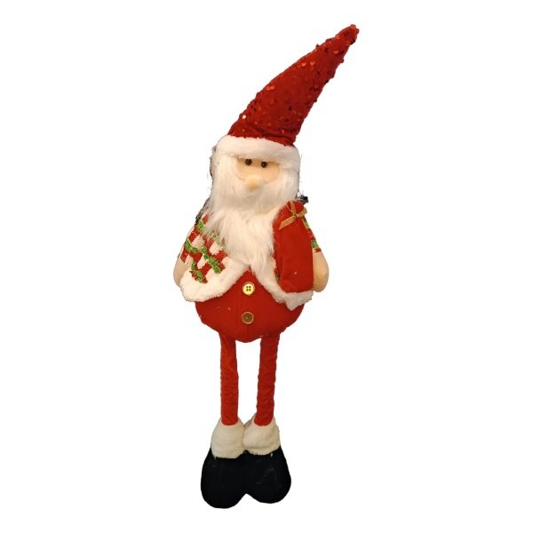 Muñeco Navideño Adorno Navidad 75cm Pata Larga Con Sonido Papa Noel