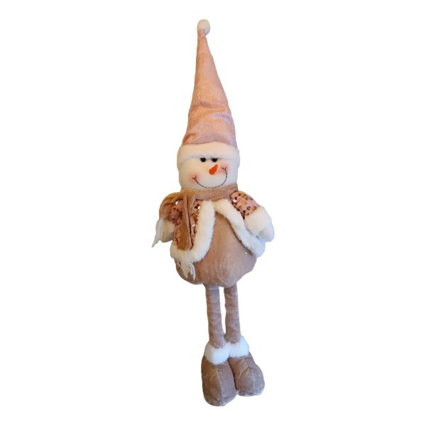 Muñeco Navidad Grande 65cm Navideños Pata Larga Extensible Muñeco de nieve rosa