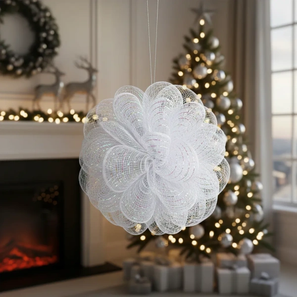 Cinta Navidad Ancha 26cm Decoración Árbol De Navidad Blanco