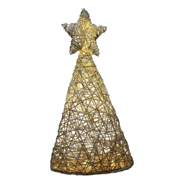 Árbol De Navidad Fibra Natural Artesanal 40 Cm Navideño Marron