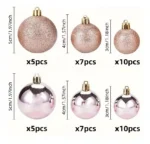 Set 44 Chirimbolos Navideño Arbol De Navidad Bola De Navidad Rosa Gold - Imagen 2