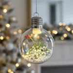Chirimbolo Navideño 8 Cm Bola Transparente Pino Y Luces Led