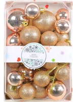 Set 26 Chirimbolo Adorno Navidad Bolas De Varios Tamaños Rosa Gold - Imagen 4