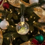 Chirimbolo Navideño 8 Cm Bola Transparente Pino Y Luces Led - Imagen 2