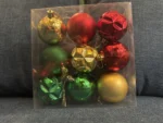 Pack 9 Bola Rojo - Dorado - Verde Chirimbolo Adorno Navidad Decoraciones Navideña