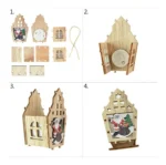 Pack De 2 Casas Led Chirimbolo Adorno Navidad Madera Bambu - Imagen 3