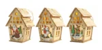 Pack De 2 Casas Led Chirimbolo Adorno Navidad Madera Bambu