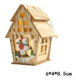 Pack De 2 Casas Led Chirimbolo Adorno Navidad Madera Bambu - Imagen 2