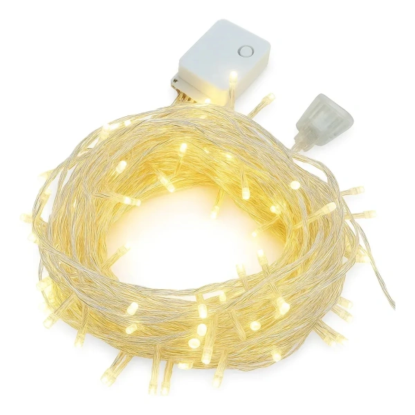 Guia 100 Luces Navidad Eventos Led Fijas 10 Metros Cristal