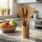 Juego De Menage Bambú 4 Piezas Con Soporte Utensilios - Imagen 5
