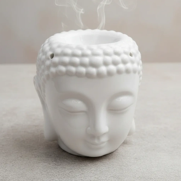 Hornito De Cerámica Porta Velas O Aceites Cara De Buda Relax