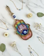 Colgante Protección Y Prosperidad Mano De Fatima Ojo Turco Multicolor