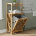 Estanteria Mueble De Bambu Organizador Cesto Ropa Hogar Baño