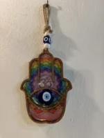 Colgante Protección Y Prosperidad Mano De Fatima Ojo Turco Multicolor - Imagen 2