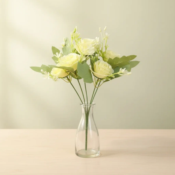 Ramo Amapola Flores Artificiales Decorativas Arreglo Floral blanco