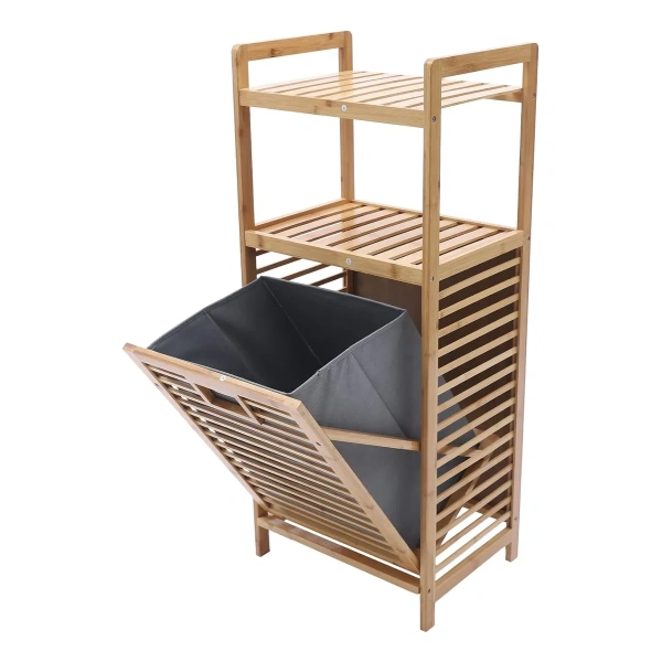 Estanteria Mueble De Bambu Organizador Cesto Ropa Hogar Baño