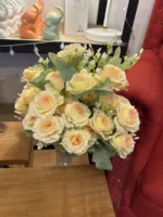 Ramo Amapola Flores Artificiales Decorativas Arreglo Floral Salmon - Imagen 2