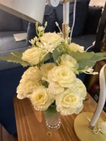 Ramo Amapola Flores Artificiales Decorativas Arreglo Floral blanco - Imagen 3