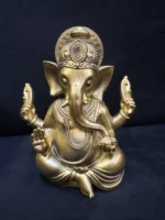 Adorno Estatuilla Ganesha Dorada Abundancia Removedor De Obstáculos - Imagen 3
